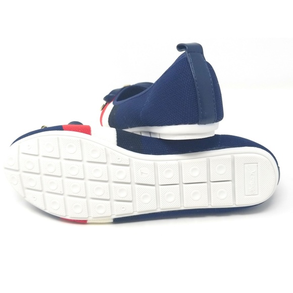 Women's Knit Ballet Flats w. Bow, KT-1802, Navy - Picture 5 of 5